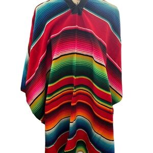 Mexico zarape Striped Poncho, Saltillo Poncho, Unisex Poncho, Mexican Poncho